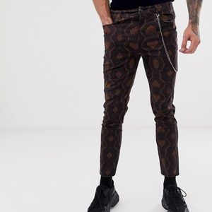 Men's Skinny Snake Print Ankle Grazer Pants